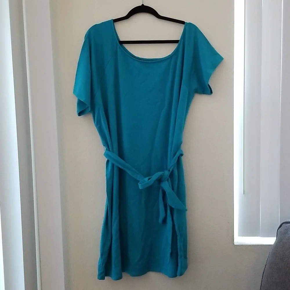 Torrid french terry teal off shoulder tshirt dress. Size 3x 22-24 - Picture 4 of 10